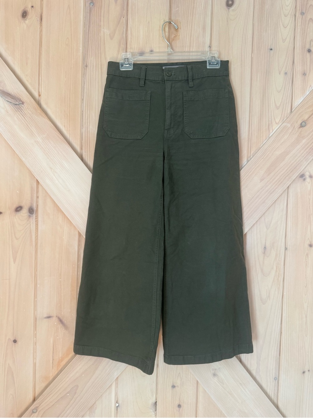 Point Sur Olive Green Cotton Modal Wide Leg Pants Size 27